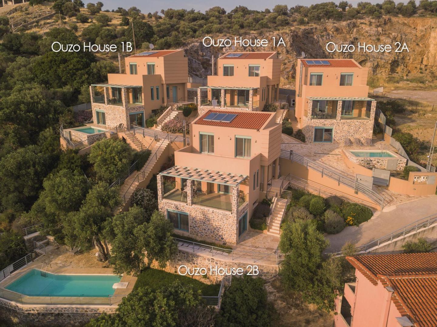 Ouzo Panoramic Houses 2, With Private Pool Plomari Exteriör bild